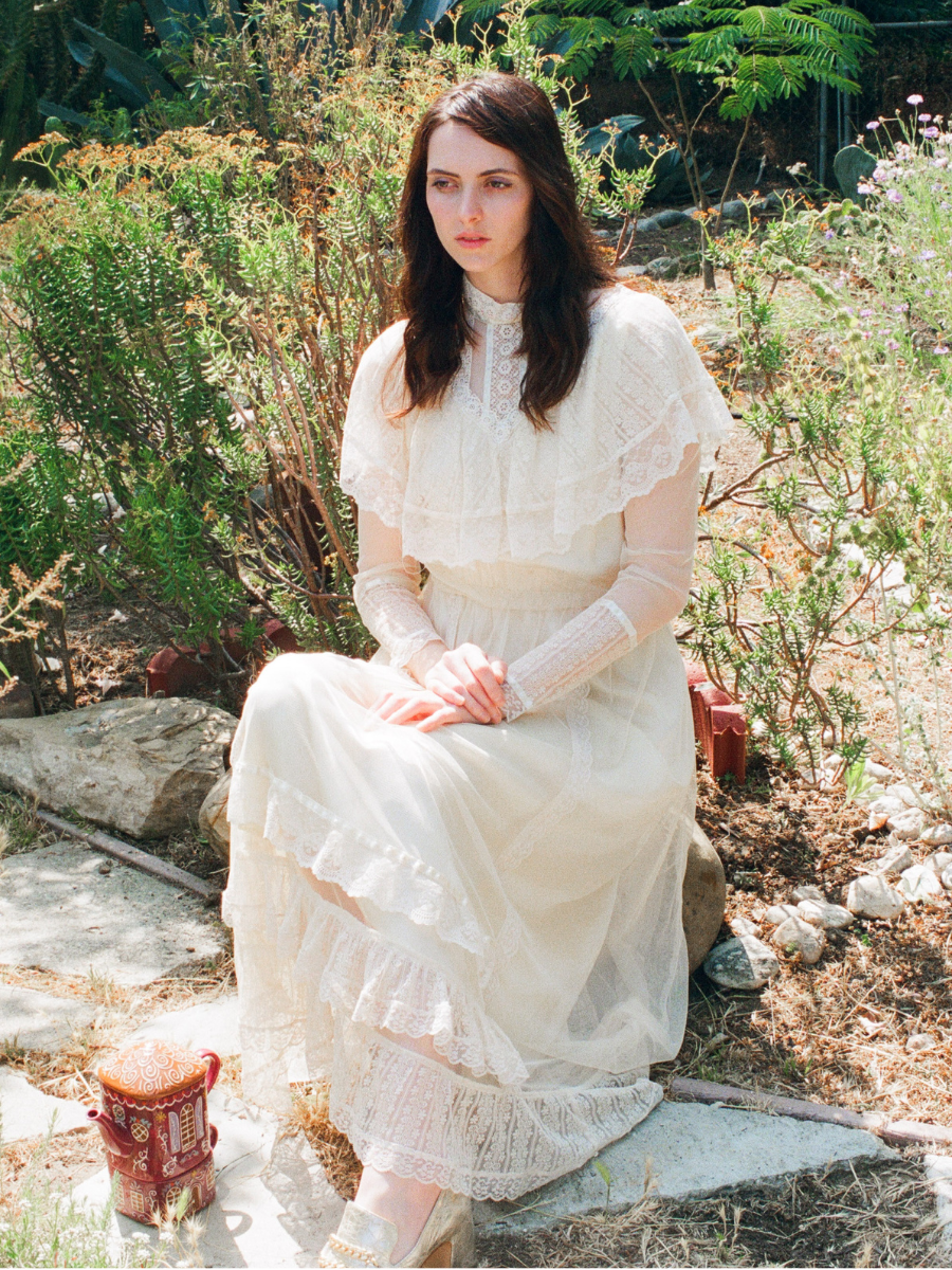 1970s Ivory Gunne Sax Victorian Prairie Wedding Dress