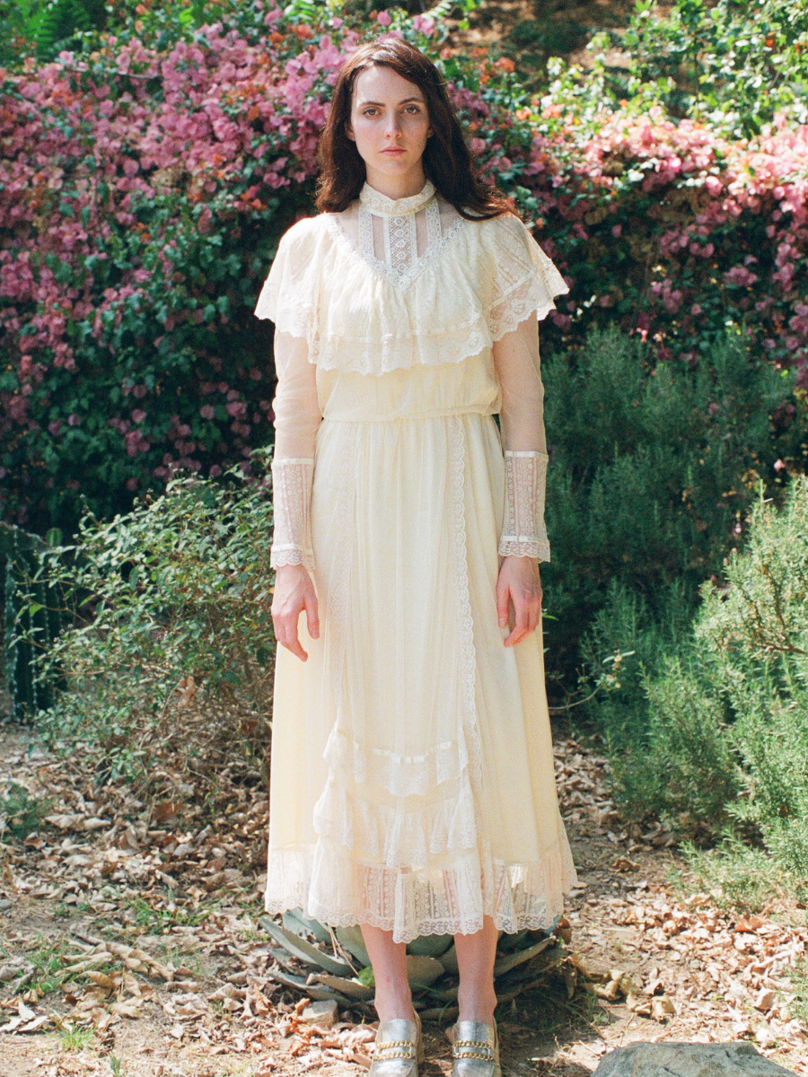 1970s Ivory Gunne Sax Victorian Prairie Wedding Dress