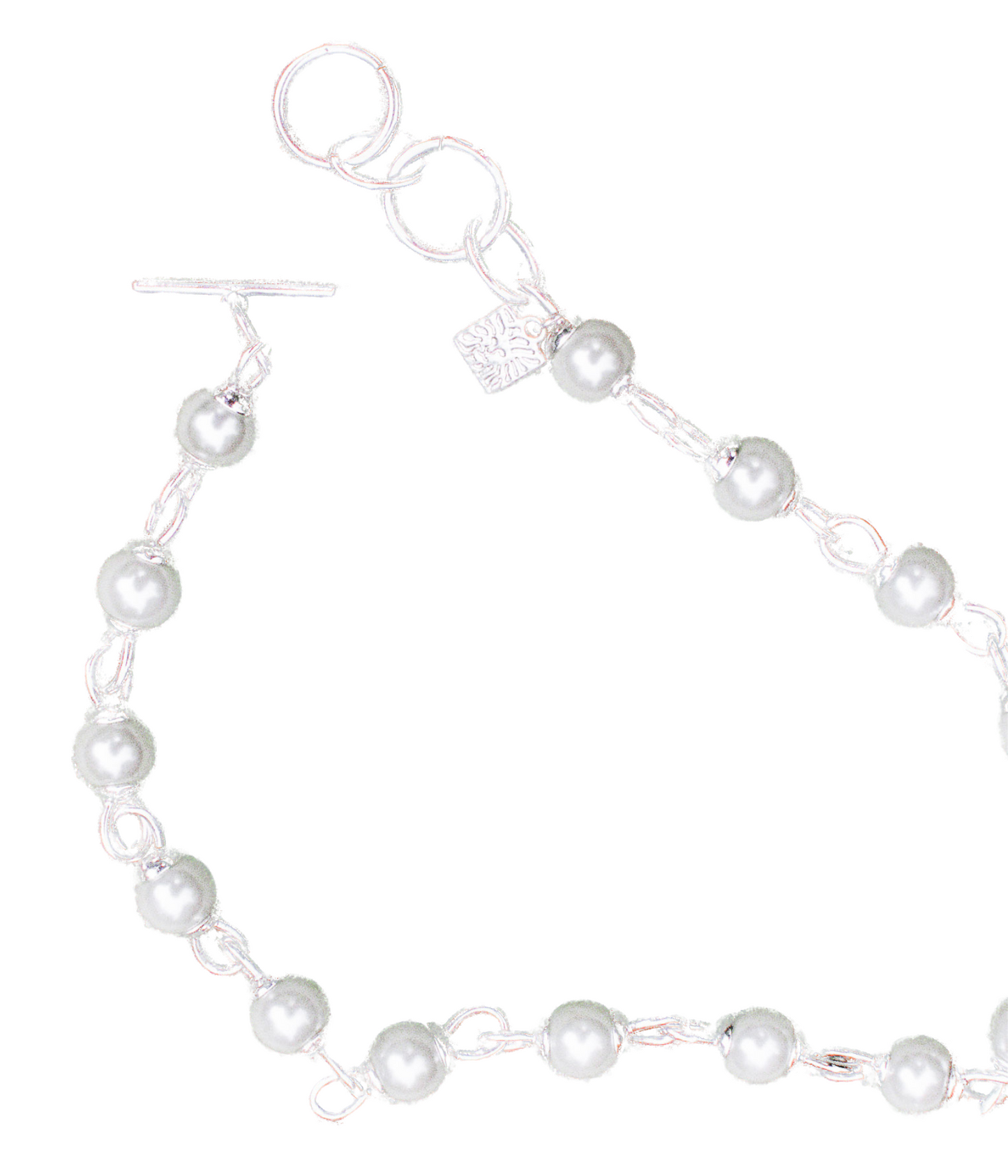 Est. 1990s Silver Tone Metal & Faux Pearl Necklace