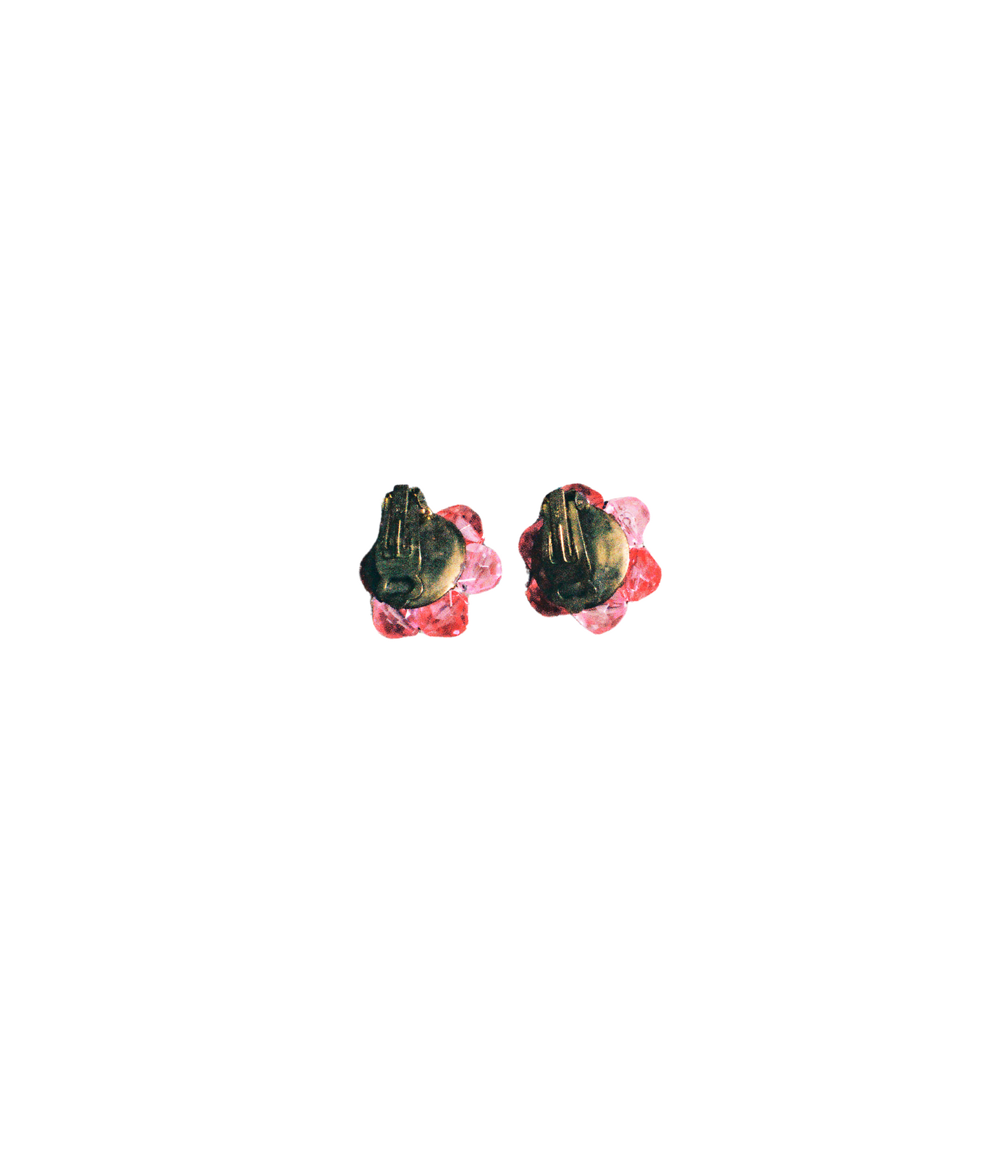 Pink Flower Cluster Beaded Clip-on Earrings