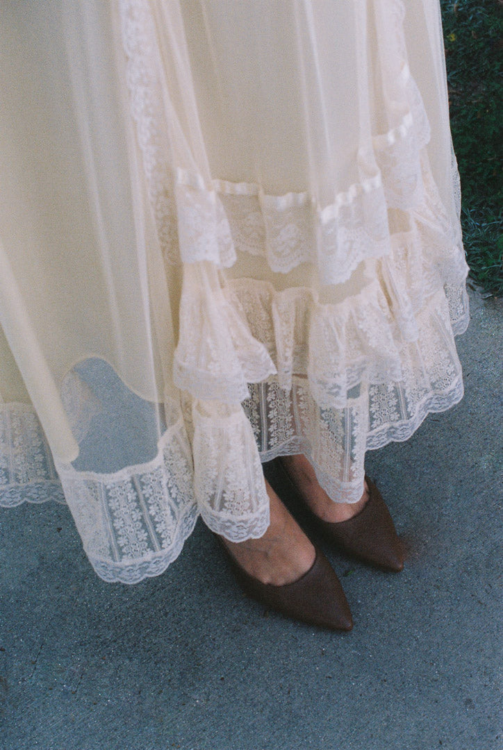 1970s Ivory Gunne Sax Victorian Prairie Wedding Dress