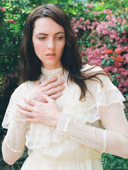 1970s Ivory Gunne Sax Victorian Prairie Wedding Dress