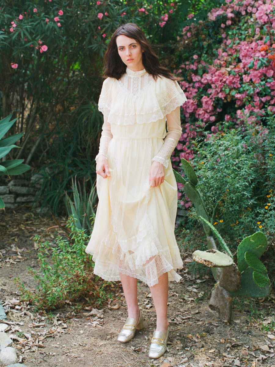 1970s Ivory Gunne Sax Victorian Prairie Wedding Dress