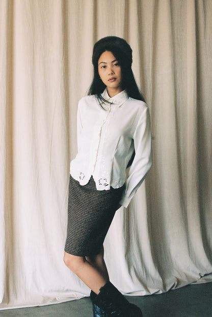 1990s Buttoned Ivory Blouse