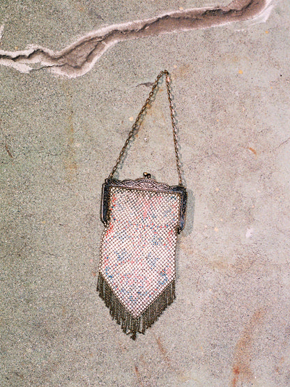 Rare 1920s Antique Art Nouveau Metal Mesh Purse