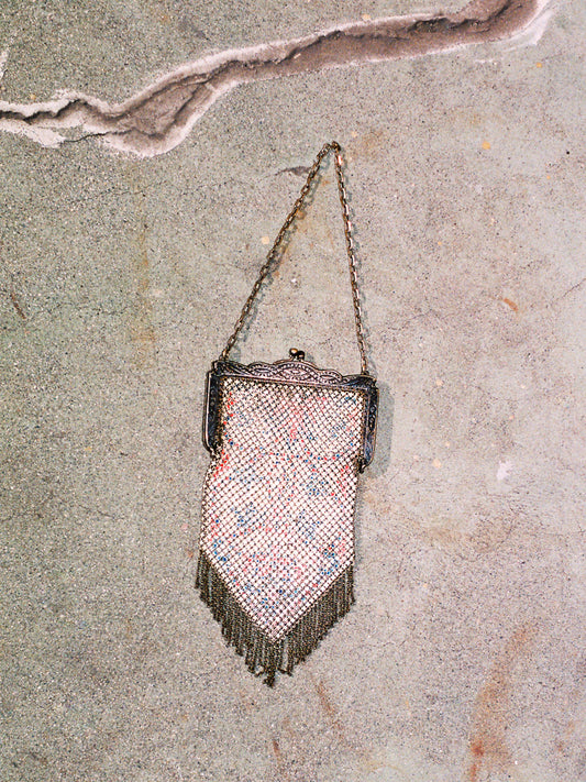 Rare 1920s Antique Art Nouveau Metal Mesh Purse