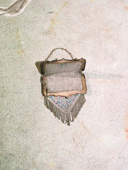 Rare 1920s Antique Art Nouveau Metal Mesh Purse