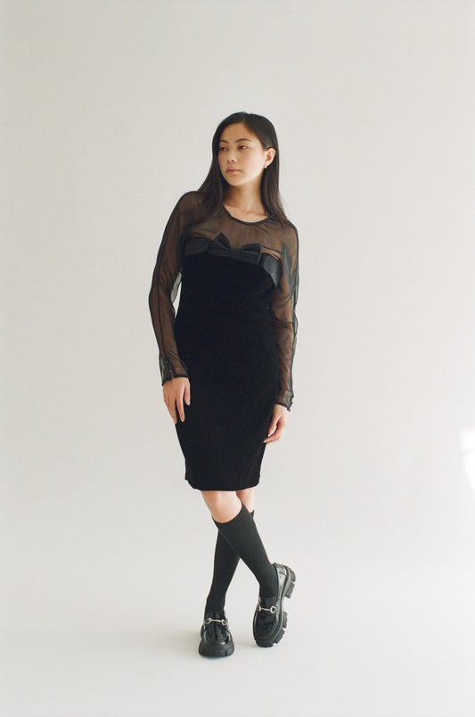 1980s Velvet Bow Dress