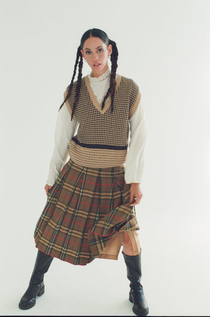 Est. 1970s Burberrys Pleated Skirt