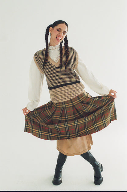 Est. 1970s Burberrys Pleated Skirt