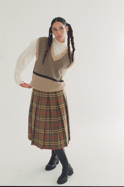 Est. 1970s Burberrys Pleated Skirt