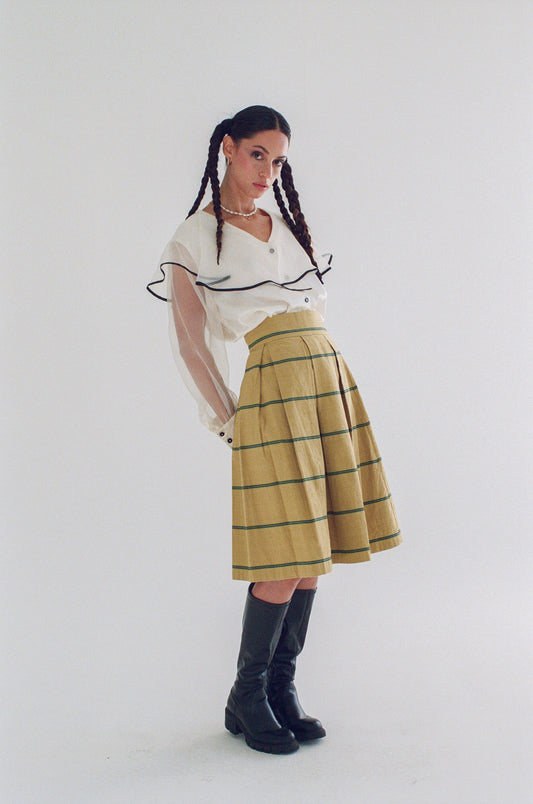 Est. 1960s Handmade Monochromatic Linen Skirt