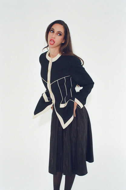 1980s Midnight Black Evening Jacket