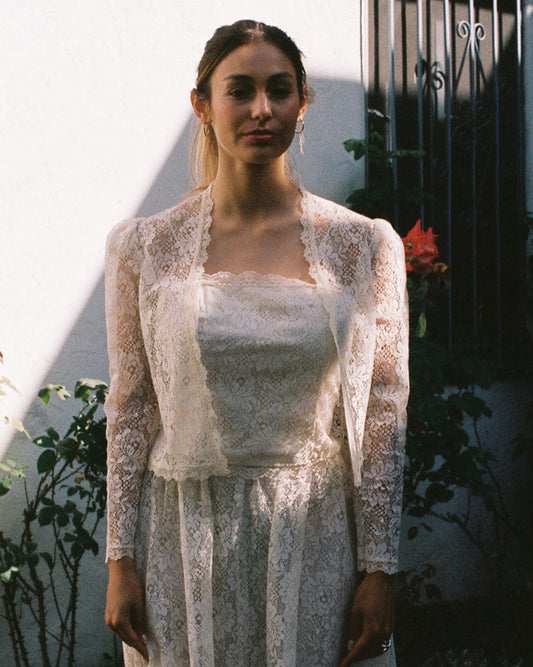 1980s Scott McClintock Gunne Sax 3-Piece Ivory Lace Set