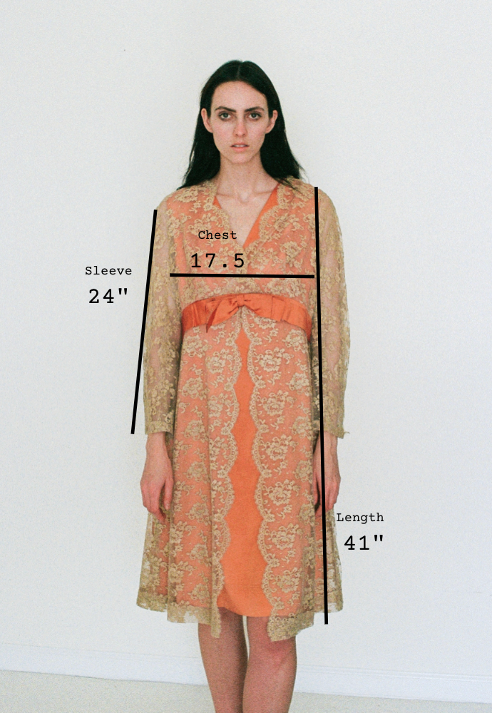 Est. 1960s Handmade Bow Dress with Lace Netting