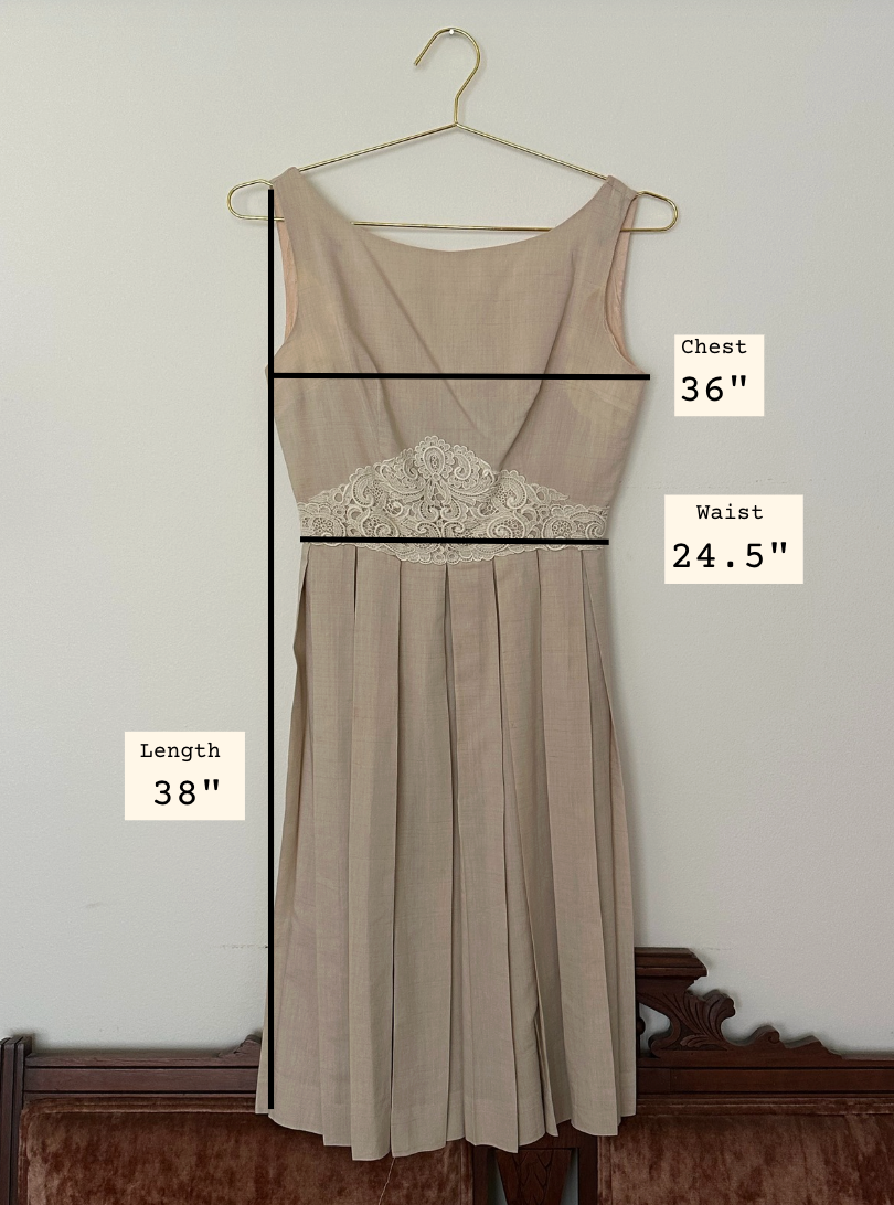 Est. 1950s Handmade Pleated Dress