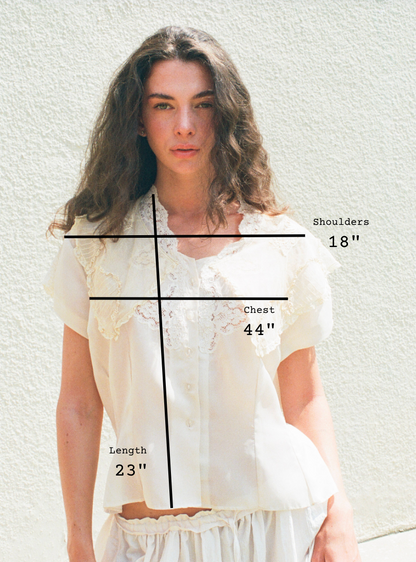 Est. 1950s Sheer Layered Cap Sleeve Blouse