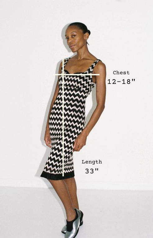 Late 1990s Chevron Cocktail Dress with Pleated Trim