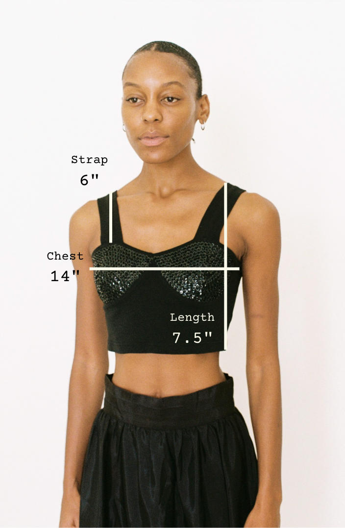 1980s Sequined Black Bralette Top