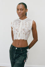 2000s Sheer Sequined and Floral Top