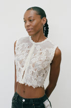2000s Sheer Sequined and Floral Top