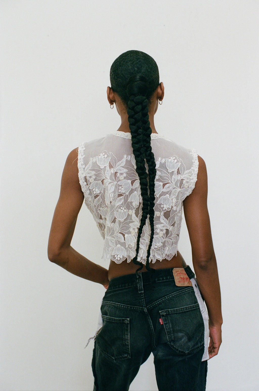 2000s Sheer Sequined and Floral Top