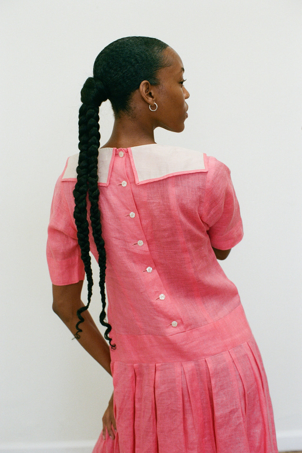 {Est.} 1990s Pleated Drop Waist Dress