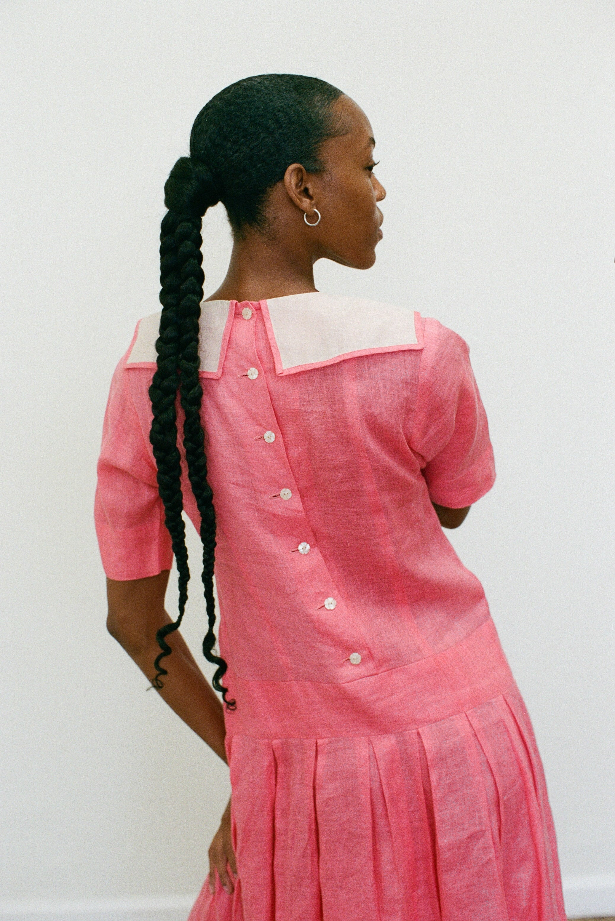 {Est.} 1990s Pleated Drop Waist Dress