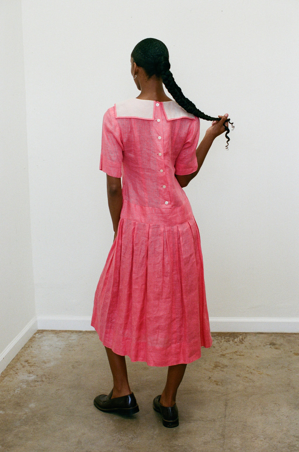 {Est.} 1990s Pleated Drop Waist Dress