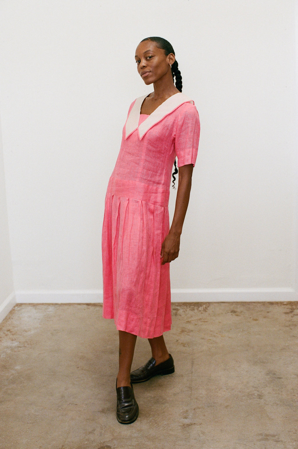 {Est.} 1990s Pleated Drop Waist Dress