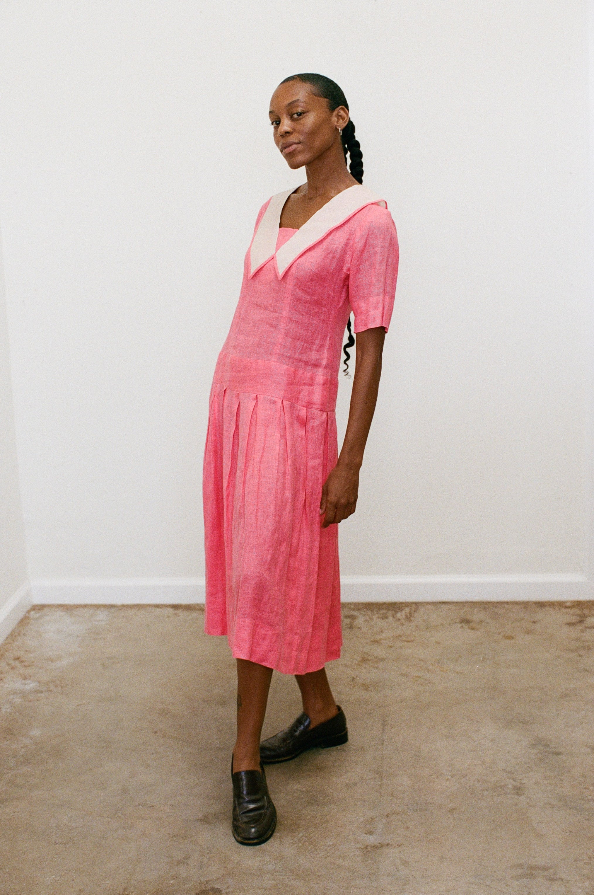 {Est.} 1990s Pleated Drop Waist Dress