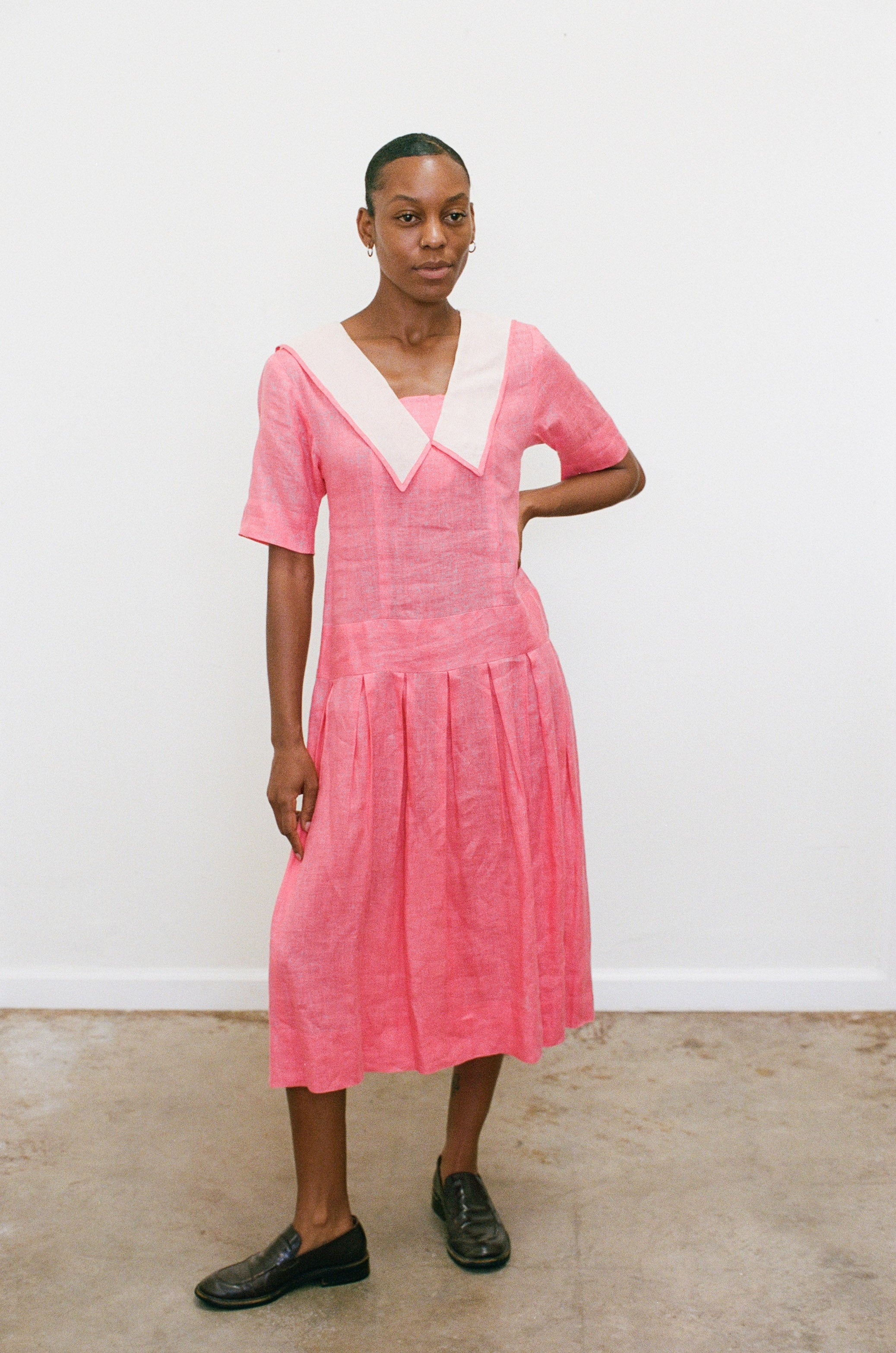 {Est.} 1990s Pleated Drop Waist Dress