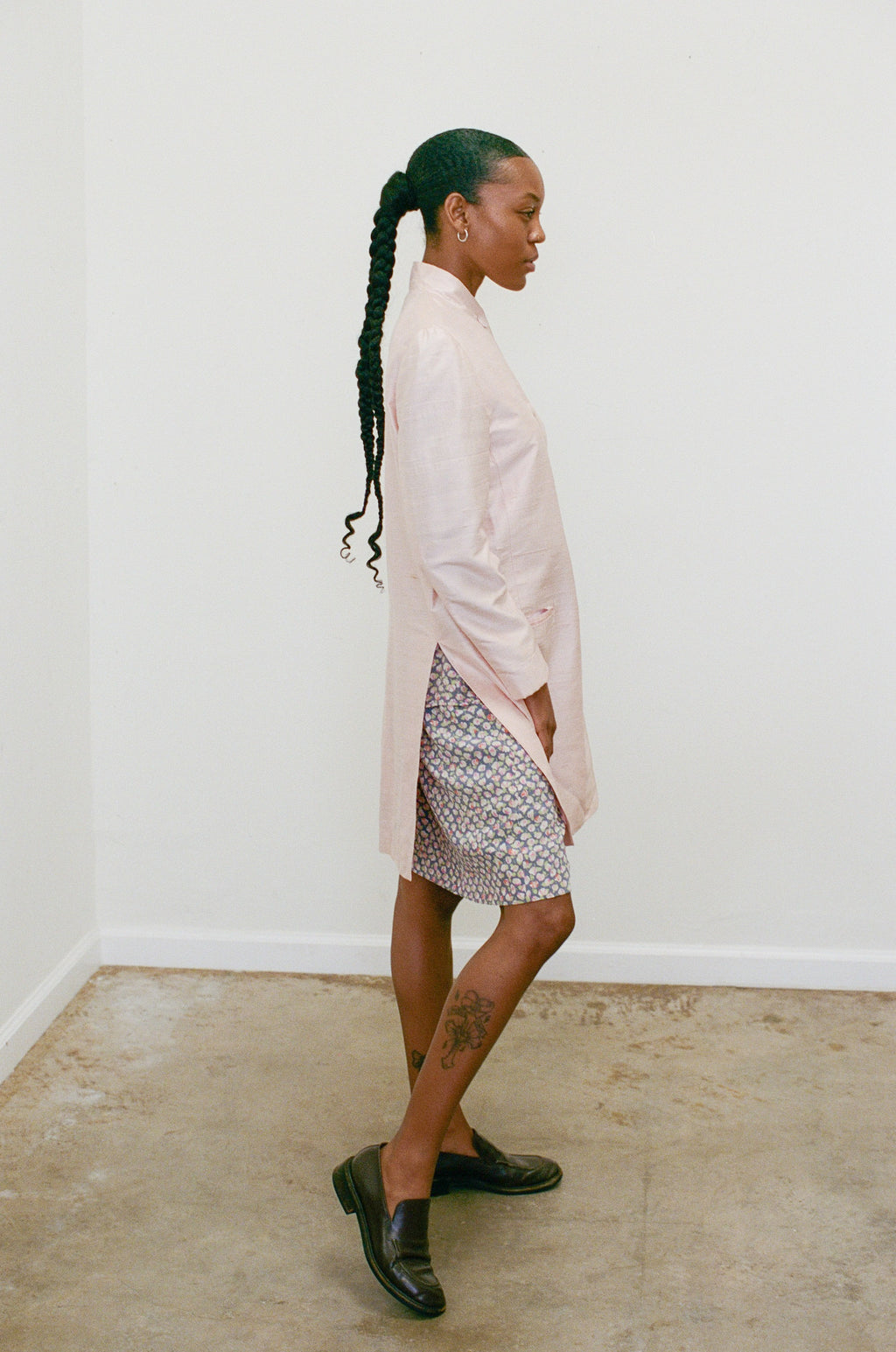 {Est.} 1990s Pale Pink Silk Spring Coat