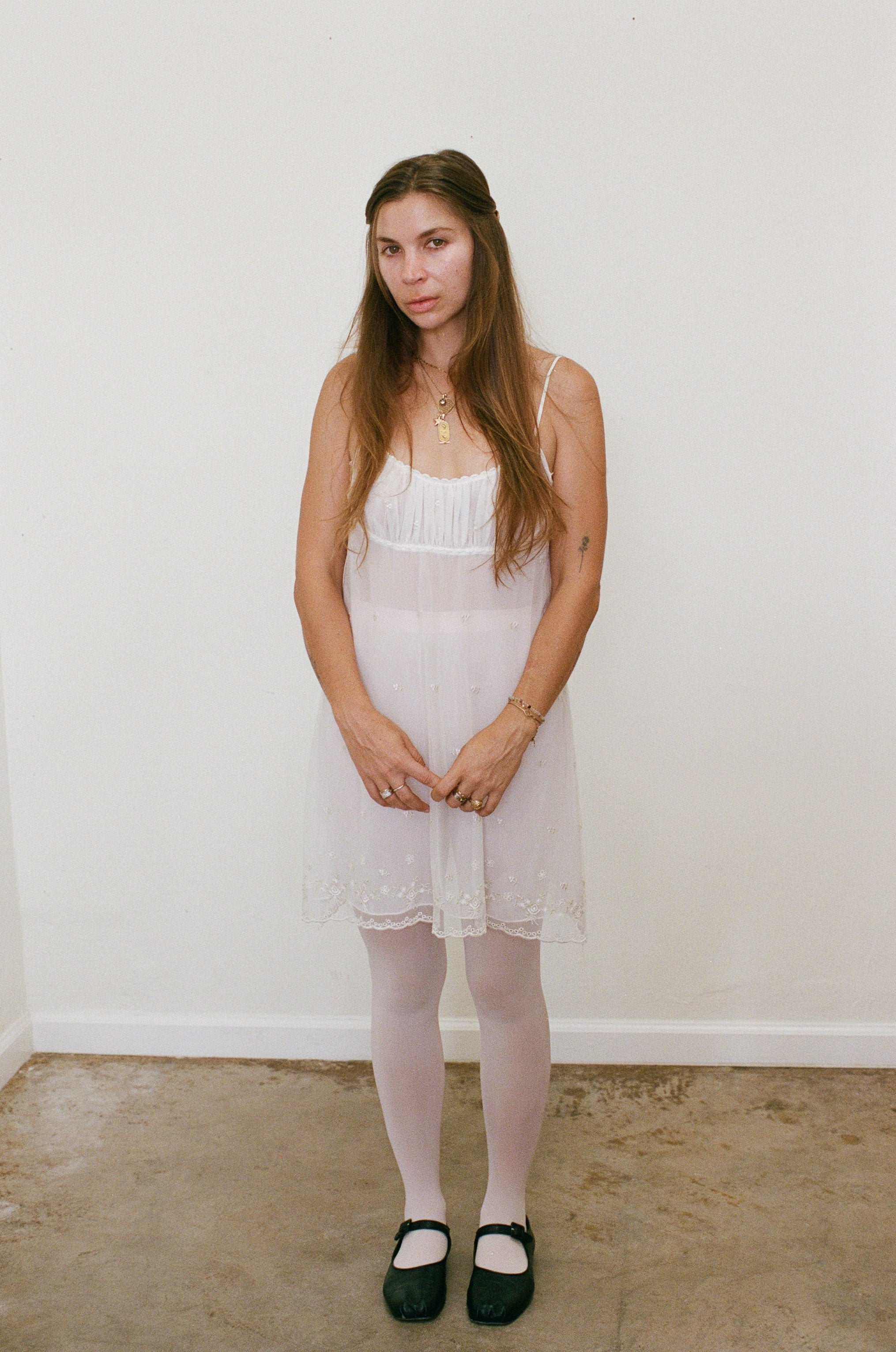 2000s Embroidered Daisy Mini Slip Dress