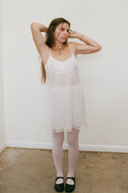 2000s Embroidered Daisy Mini Slip Dress