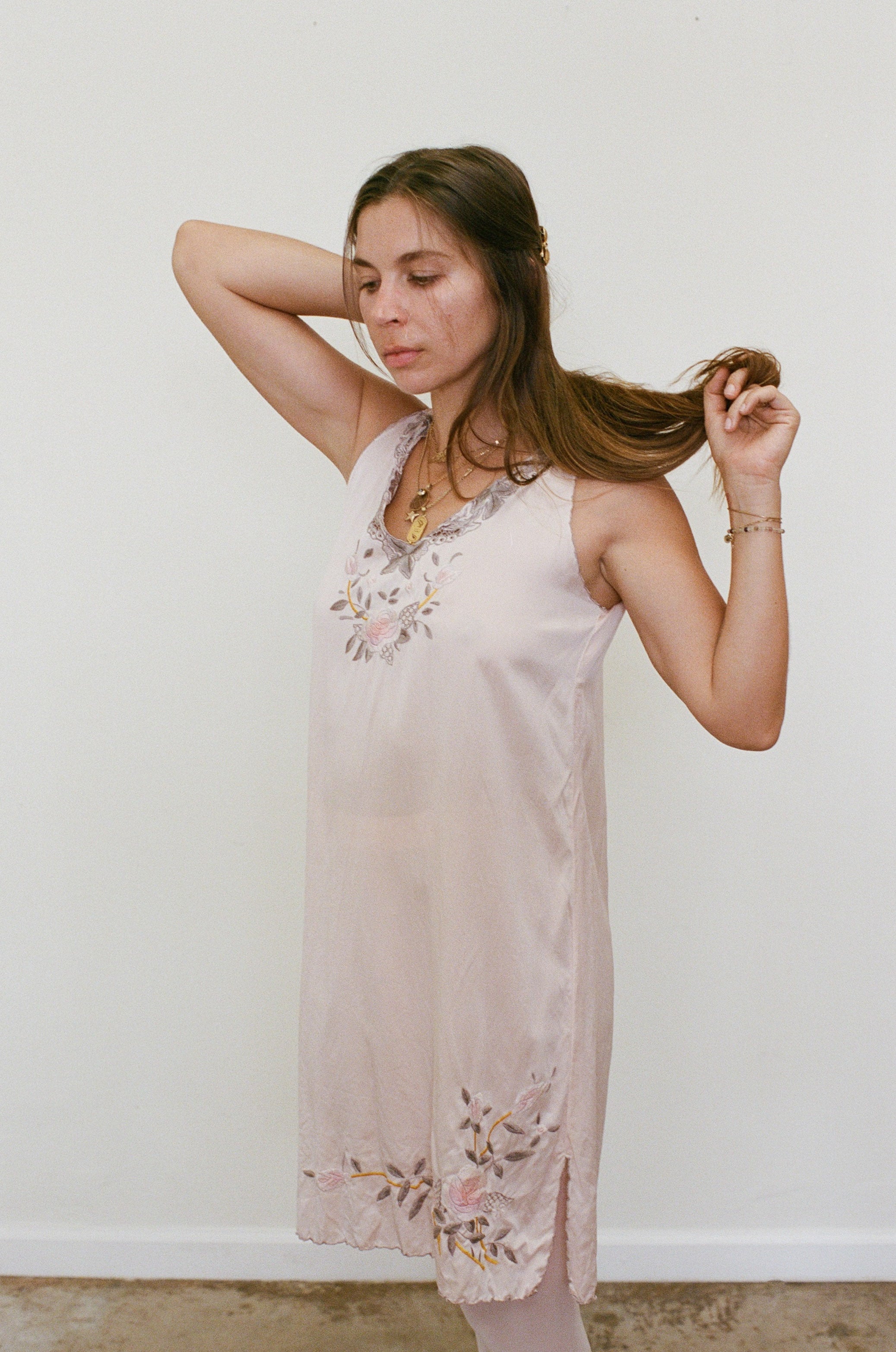 1990s Silk Pale Pink Dress