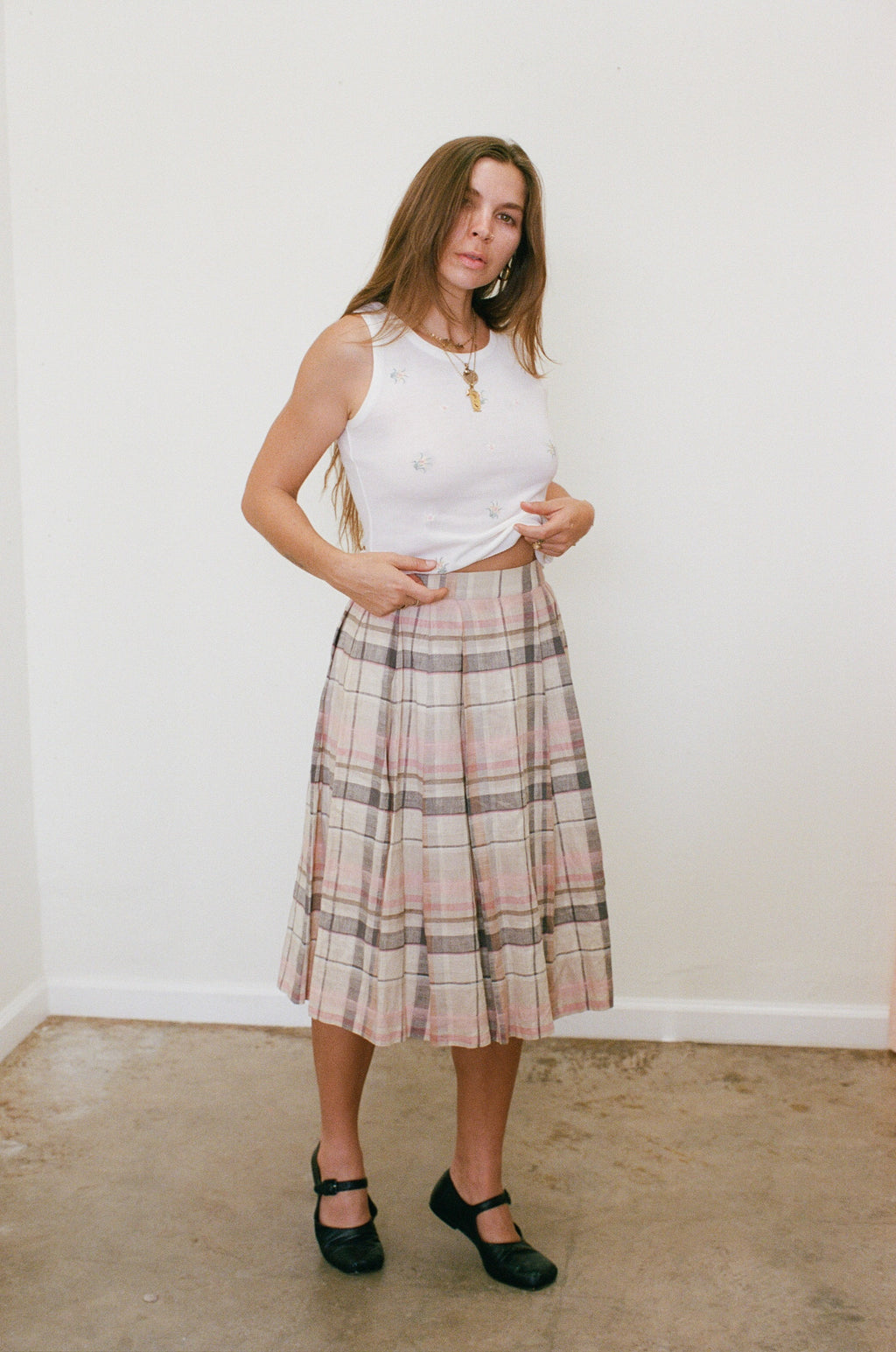 1990s Burberrys Pastel Plaid Skirt
