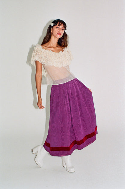 Rare Fall 1977 Runway Collective Saint Laurent Rive Gauche Russian Moire Skirt