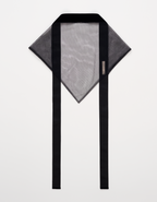 Black headscarf  with a brand logo on a white background