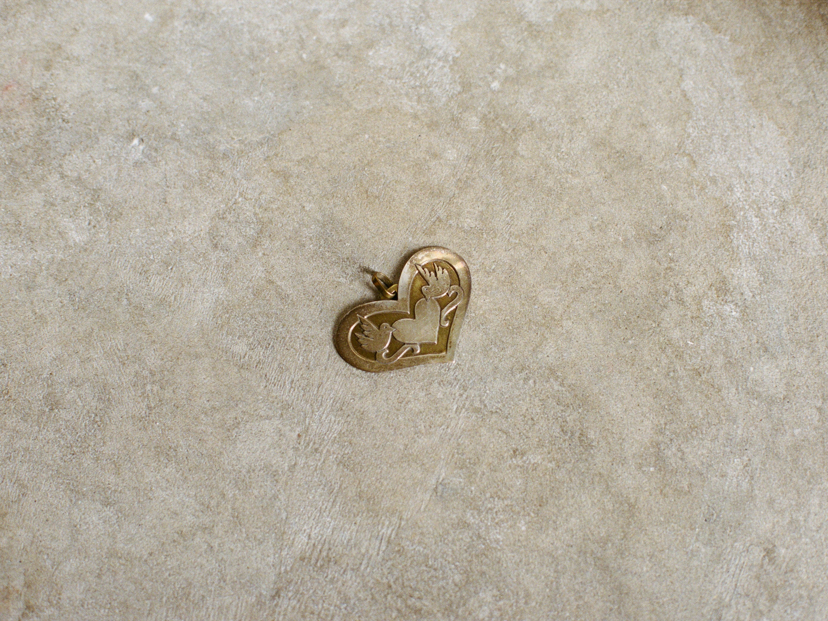 Est. 1970s Sterling & Brass Dove Pendant