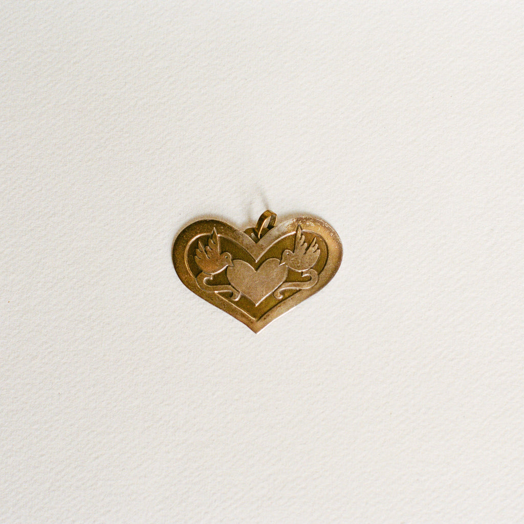 Est. 1970s Sterling & Brass Dove Pendant