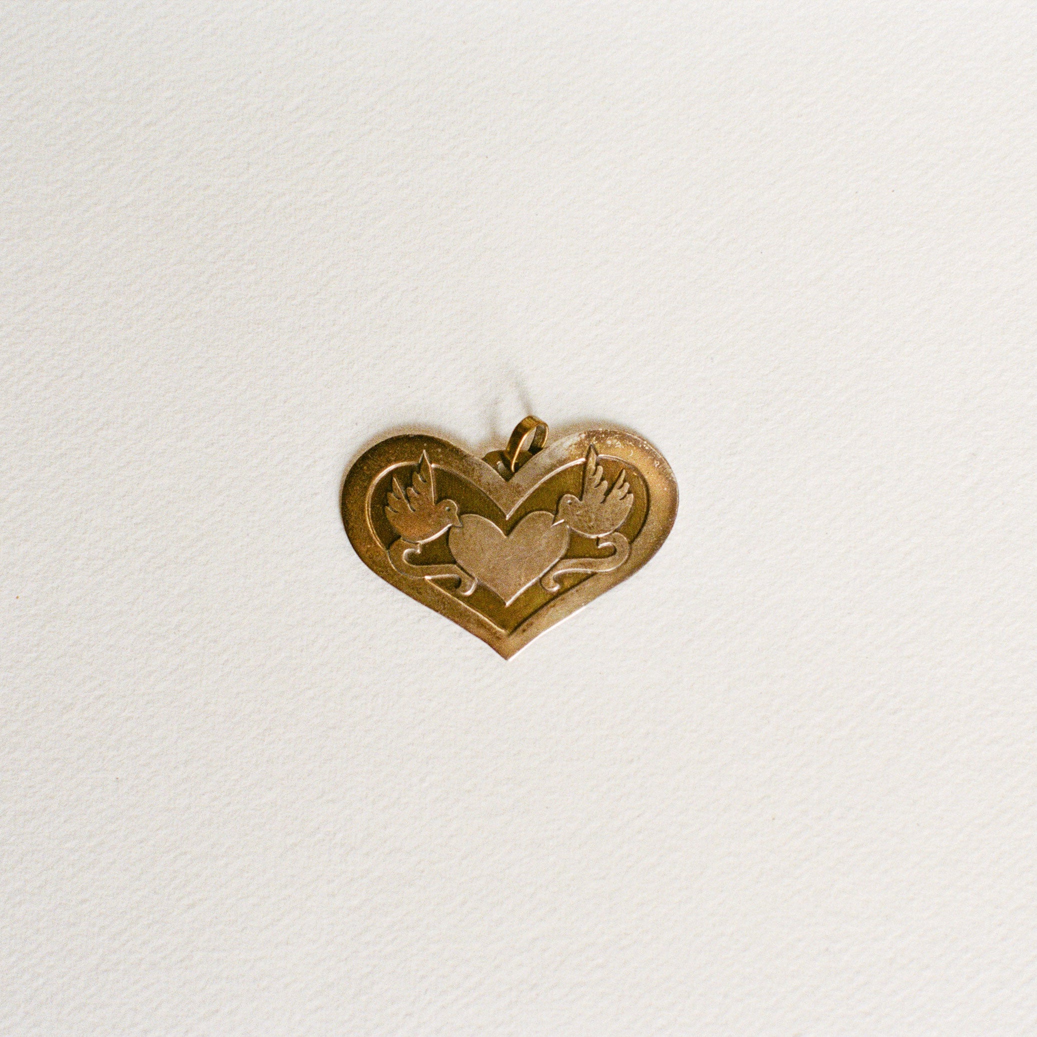 Est. 1970s Sterling & Brass Dove Pendant